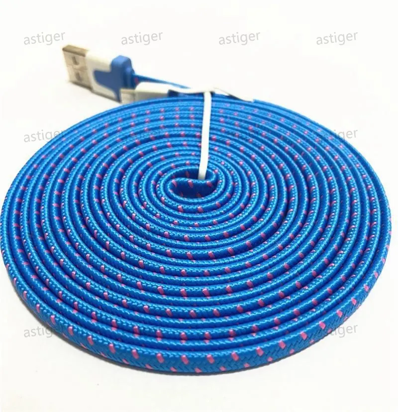 Dual Color TYPE C Flat Noodle Braid Type-C micro USB Cables Data Sync Charging Lead for Samsung Galaxy S9 S8 S5 Universal Android cable