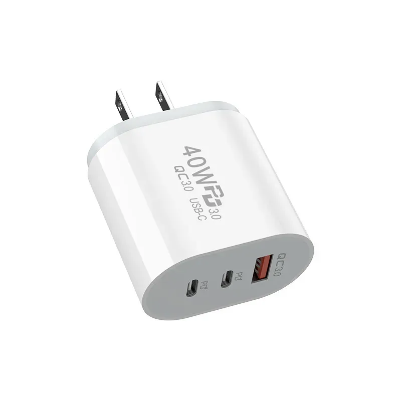 40W 3A 3 Ports Cell Phone Chargers Dual PD Type c Wall Fast Charging Power Adapters For Samsung s20 s22 Utral Htc Xiaomi