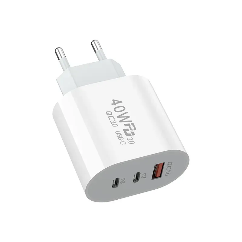 40W 3A 3 Ports Cell Phone Chargers Dual PD Type c Wall Fast Charging Power Adapters For Samsung s20 s22 Utral Htc Xiaomi